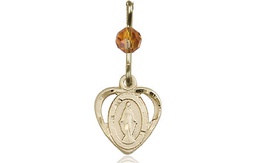 [5401TPGF] 14kt Gold Filled Miraculous Medal with a Topaz bead