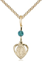 [5401ZCGF/18G] 14kt Gold Filled Miraculous Pendant with a Zircon bead on a 18 inch Gold Plate Light Curb chain