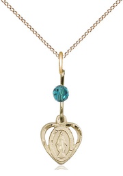 [5401ZCGF/18GF] 14kt Gold Filled Miraculous Pendant with a Zircon bead on a 18 inch Gold Filled Light Curb chain