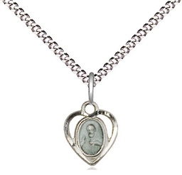 [5402ESS/18S] Sterling Silver Scapular Pendant on a 18 inch Light Rhodium Light Curb chain