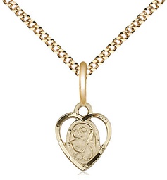 [5403GF/18G] 14kt Gold Filled Saint Christopher Pendant on a 18 inch Gold Plate Light Curb chain