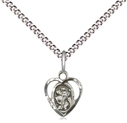 [5403SS/18S] Sterling Silver Saint Christopher Pendant on a 18 inch Light Rhodium Light Curb chain