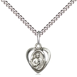 [5404SS/18S] Sterling Silver Saint Jude Pendant on a 18 inch Light Rhodium Light Curb chain