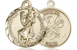[0192KT5] 14kt Gold Saint Christopher National Guard Medal