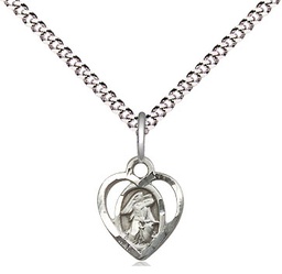 [5407SS/18S] Sterling Silver Guardian Angel Pendant on a 18 inch Light Rhodium Light Curb chain