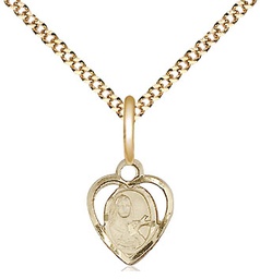 [5409GF/18G] 14kt Gold Filled Saint Theresa Pendant on a 18 inch Gold Plate Light Curb chain