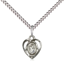 [5410SS/18S] Sterling Silver Our Lady of Perpetual Health Pendant on a 18 inch Light Rhodium Light Curb chain