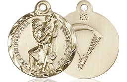 [0192KT7] 14kt Gold Saint Christopher Paratrooper Medal