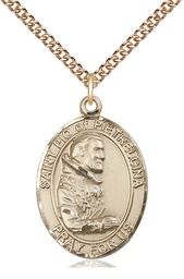[7125GF/24GF] 14kt Gold Filled Saint Pio of Pietrelcina Pendant on a 24 inch Gold Filled Heavy Curb chain