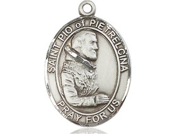 [7125SS] Sterling Silver Saint Pio of Pietrelcina Medal
