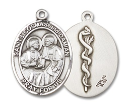 [7132SS8] Sterling Silver Saints Cosmas &amp; Damian Doctors Medal