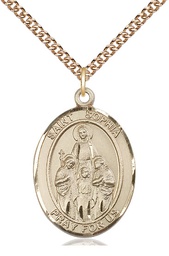 [7136GF/24GF] 14kt Gold Filled Saint Sophia Pendant on a 24 inch Gold Filled Heavy Curb chain