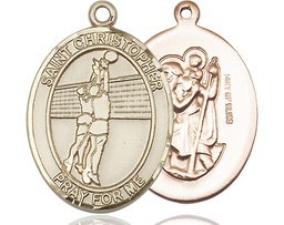 [7138GF] 14kt Gold Filled Saint Christopher Volleyball Medal