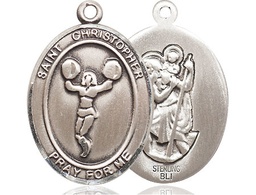 [7140SS] Sterling Silver Saint Christopher Cheerleading Medal