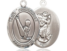 [7142SS] Sterling Silver Saint Christopher Gymnastics Medal