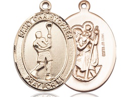 [7144GF] 14kt Gold Filled Saint Christopher Lacrosse Medal