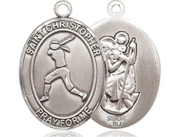 [7145SS] Sterling Silver Saint Christopher Softball Medal