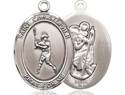 [7150SS] Sterling Silver Saint Christopher Baseball Medal