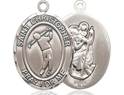 [7152SS] Sterling Silver Saint Christopher Golf Medal