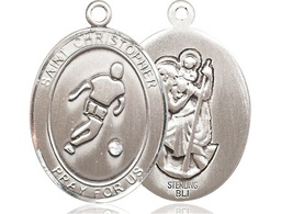 [7154SS] Sterling Silver Saint Christopher Soccer Medal