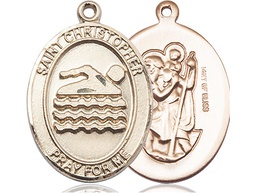 [7157GF] 14kt Gold Filled Saint Christopher Swimming Medal