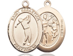 [7162GF] 14kt Gold Filled Saint Sebastian Golf Medal