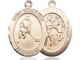 [7165GF] 14kt Gold Filled Saint Sebastian Ice Hockey Medal