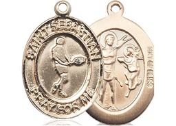 [7166GF] 14kt Gold Filled Saint Sebastian Tennis Medal