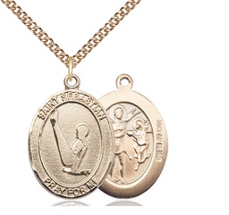 [7172GF/24GF] 14kt Gold Filled Saint Sebastian Gymnastics Pendant on a 24 inch Gold Filled Heavy Curb chain