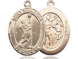 [7174GF] 14kt Gold Filled Saint Sebastian Lacrosse Medal