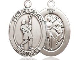 [7174SS] Sterling Silver Saint Sebastian Lacrosse Medal