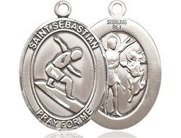 [7175SS] Sterling Silver Saint Sebastian Surfing Medal