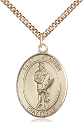 [7034GF/24GF] 14kt Gold Filled Saint Florian Pendant on a 24 inch Gold Filled Heavy Curb chain