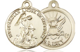 [0341KT6] 14kt Gold Guardian Angel Navy Medal