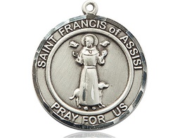 [7036RDSS] Sterling Silver Saint Francis of Assisi Medal