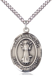 [7036SPSS/24SS] Sterling Silver San Francis Pendant on a 24 inch Sterling Silver Heavy Curb chain