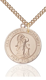 [7039RDGF/24GF] 14kt Gold Filled Saint Gabriel the Archangel Pendant on a 24 inch Gold Filled Heavy Curb chain