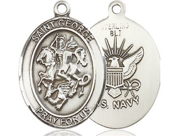 [7040SS6] Sterling Silver Saint George Navy Medal