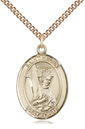 [7043GF/24GF] 14kt Gold Filled Saint Helen Pendant on a 24 inch Gold Filled Heavy Curb chain