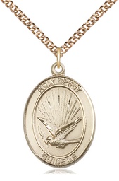 [7044GF/24GF] 14kt Gold Filled Holy Spirit Pendant on a 24 inch Gold Filled Heavy Curb chain