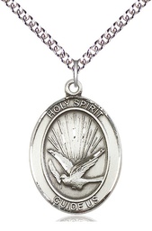[7044SS/24SS] Sterling Silver Holy Spirit Pendant on a 24 inch Sterling Silver Heavy Curb chain