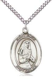 [7047SS/24SS] Sterling Silver Saint Emily de Vialar Pendant on a 24 inch Sterling Silver Heavy Curb chain