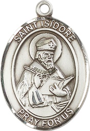 [7049SS] Sterling Silver Saint Isidore of Seville Medal