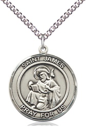 [7050RDSS/24SS] Sterling Silver Saint James the Greater Pendant on a 24 inch Sterling Silver Heavy Curb chain