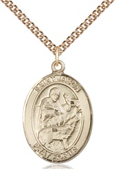 [7051GF/24GF] 14kt Gold Filled Saint Jason Pendant on a 24 inch Gold Filled Heavy Curb chain
