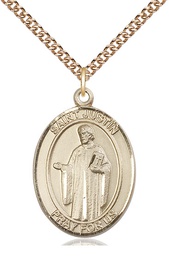 [7052GF/24GF] 14kt Gold Filled Saint Justin Pendant on a 24 inch Gold Filled Heavy Curb chain