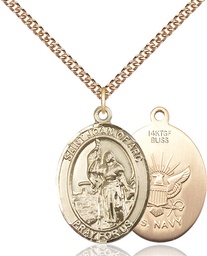 [7053GF6/24GF] 14kt Gold Filled Saint Joan of Arc Navy Pendant on a 24 inch Gold Filled Heavy Curb chain