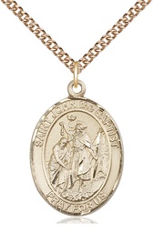 [7054GF/24GF] 14kt Gold Filled Saint John the Baptist Pendant on a 24 inch Gold Filled Heavy Curb chain