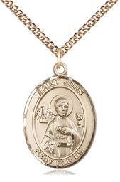 [7056GF/24GF] 14kt Gold Filled Saint John the Apostle Pendant on a 24 inch Gold Filled Heavy Curb chain