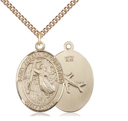 [7057GF/24GF] 14kt Gold Filled Saint Joseph of Cupertino Pendant on a 24 inch Gold Filled Heavy Curb chain